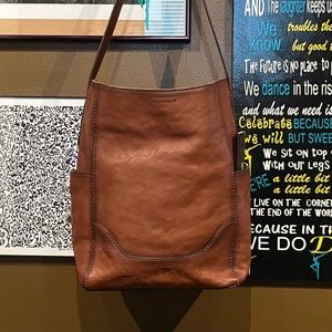 Frye | Frye Cognac Leather Side Pocket Hobo Shoulder Bag